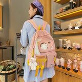 Pink School Backpack for Girls Women Shoulder Bags Travel Backpack