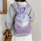 Sequined Fish Tail Backpack for Girls, Large Zipper School Bag