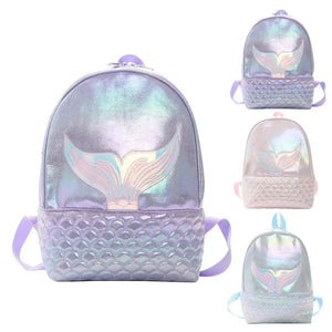 Sequined Fish Tail Backpack for Girls, Large Zipper School Bag