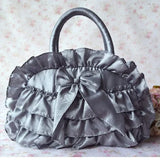 Girls Lace Cloth Handbag Princess Solid Color Bag