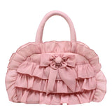 Girls Lace Cloth Handbag Princess Solid Color Bag