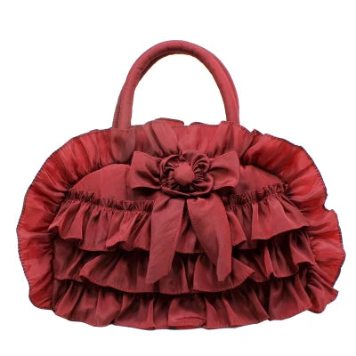 Girls Lace Cloth Handbag Princess Solid Color Bag