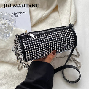 Glitter Rivet Handbags Mini PU Leather Women's Crossbody Bag