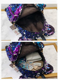Glitter Women Sequins Backpack Ears Double Shoulder Bag Mini Bling Backpacks