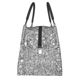 Glitters And Glitz Silver Insulated Lunch Bag for Women