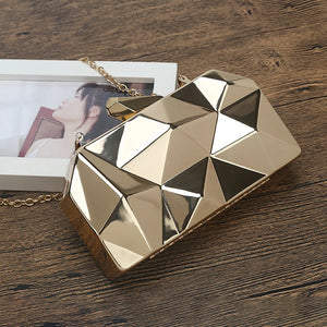 Geometric Evening Bag Clutch Elegent Chain Handbag for Party