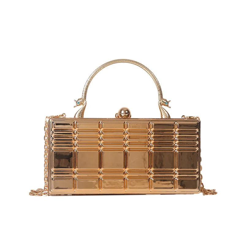 Metal Handle Box Party Clutch Wedding Evening Bag
