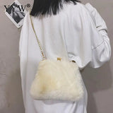 Furry Women Shoulder Bag Crossbody Messenger Soft Plush Handbag