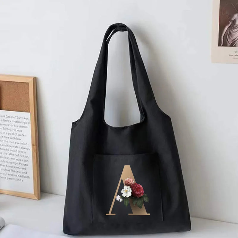 Letter Canvas Vest Bag Women Shoulder Bag High Capacity Tote Bag