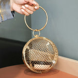 Metal Clutch Bag Handbags Women Bags Round Mini Hollow Purse Ladies Hand Bag Pro