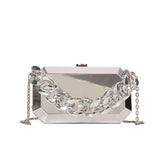 Silver Metal Box Bag For Women Dinner Bags High Shoulder Bags