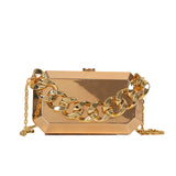 Silver Metal Box Bag For Women Dinner Bags High Shoulder Bags