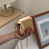 Silver PVC Box Evening Clutch Chain Shoulder Crossbody Bag