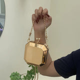 Silver PVC Box Evening Clutch Chain Shoulder Crossbody Bag