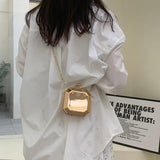 Silver PVC Box Evening Clutch Chain Shoulder Crossbody Bag