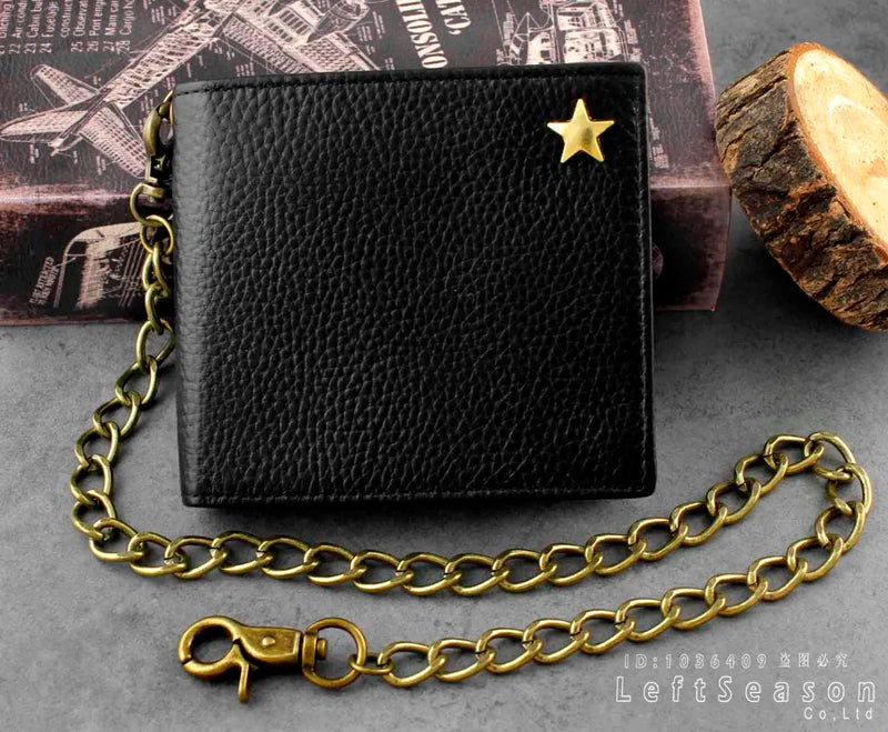 Real Leather Biker Chain Wallet Purse Men's Boys Gift