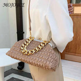 Thick Chain Clutch Bag Plaid Underarm Bag Casual Soft Hasp for Evening Banquet