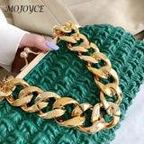 Thick Chain Clutch Bag Plaid Underarm Bag Casual Soft Hasp for Evening Banquet