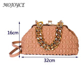 Pleated Plaid Underarm Handbag Casual Soft Hasp for Evening Banquet
