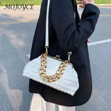 Pleated Plaid Underarm Handbag Casual Soft Hasp for Evening Banquet