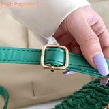 Thick Chain Messenger Bag Plaid Clutch Bag Casual Soft Hasp for Evening
