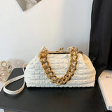 Plaid Chain Shoulder Bag Soft Hasp Evening Banquet Handbag