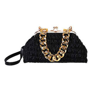 Plaid Chain Shoulder Bag Soft Hasp Evening Banquet Handbag