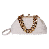 Thick Chain Crossbody Bag Pleated Plaid Female Clutch Bag