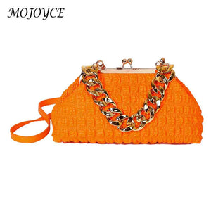 Thick Chain Women Crossbody Bag Plaid Clutch Bag