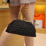 Thick Chain Women Crossbody Bag Plaid Underarm Bag Soft Hasp