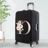 Watercolor Flowers Peach Rose Letters Luggage Cover 18-32 Inch