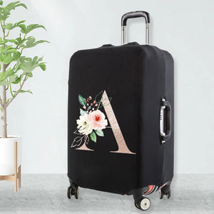 Watercolor Flowers Peach Rose Letters Luggage Cover 18-32 Inch