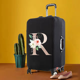 Watercolor Flowers Peach Rose Letters Luggage Cover 18-32 Inch