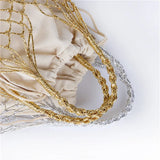 Silver Bright Paper Ropes Woven Bag with Cotton Lining