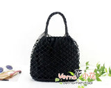 Silver Bright Paper Ropes Woven Bag with Cotton Lining