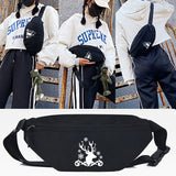 Golden Feather Print Waist Bag Crossbody Shoulder Purse Unisex Tote Bag