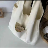 Golden Flower Print Canvas Vest Bag Ladies Shoulder Shopping Bag