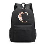 Golden Letters Print Backpack Travel Women Casual Shoulder Bag