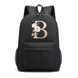 Golden Letters Print Backpack Travel Women Casual Shoulder Bag