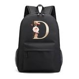 Golden Letters Print Backpack Travel Women Casual Shoulder Bag