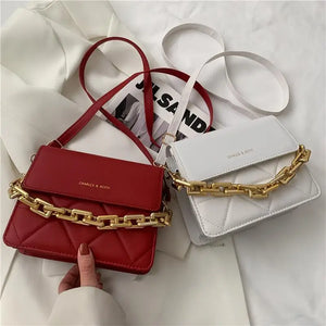 Metal Chain Crossbody Messenger Bag Plaid Shoulder Bag Women's Bag