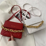 Metal Chain Crossbody Messenger Bag Plaid Shoulder Bag Women's Bag