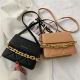 Metal Chain Crossbody Messenger Bag Plaid Shoulder Bag Women's Bag