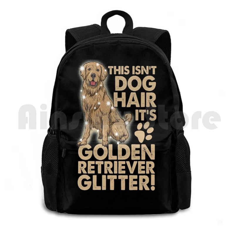 Golden Retriever Dog Glitter Outdoor Hiking Backpack