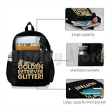 Golden Retriever Dog Glitter Outdoor Hiking Backpack