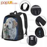 Golden Retriever Puppy Christmas Backpack Large Capacity Gym Bag