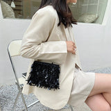 Sequin Beaded Tassel Crossbody Bag Women Evening Clutch Purse Handbag