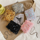 Sequin Beaded Tassel Crossbody Bag Women Evening Clutch Purse Handbag