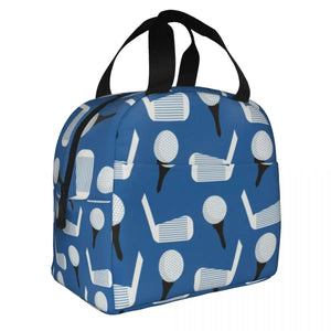 Golf Pattern Insulated Lunch Bag for Women Waterproof Sports Thermal Cooler Tote