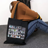 Goth Eye Print Canvas Bag Urban Y2K School Bag Big Capacity
